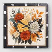 Horloge Carrée Automne Floral Bouquet Nature (Recto)