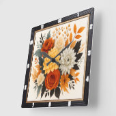 Horloge Carrée Automne Floral Bouquet Nature (Angle)