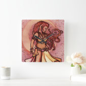 Horloge Carrée Automne Lune Danse du ventre Déesse (Maison)