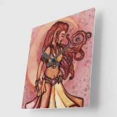 Horloge Carrée Automne Lune Danse du ventre Déesse (Angle)