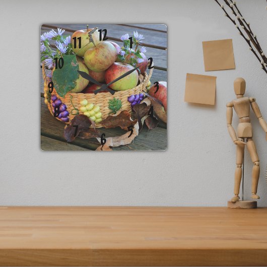 Horloge Carrée Automne Pomme récolte encore vie