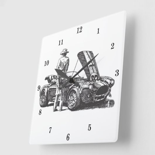 Horloge Carrée Automobile classique Cobra (Angle)