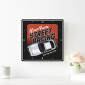 Horloge Carrée Automobile de course de rue personnalisée (Maison)