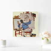 Horloge Carrée Autoportrait triple (Maison)