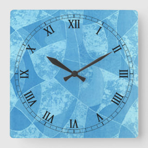 Horloge carrée avec chiffres romains et verre colo