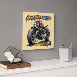Horloge Carrée Aventure Rêve de Conduite – Motocyclette Chopper V