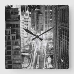 Horloge Carrée Avenue du nord du Michigan Chicago après l'hiver