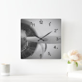 Horloge Carrée Avion à hélice vintage (Maison)