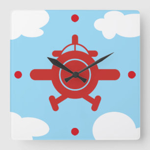 Horloge Carrée Avion dans le ciel