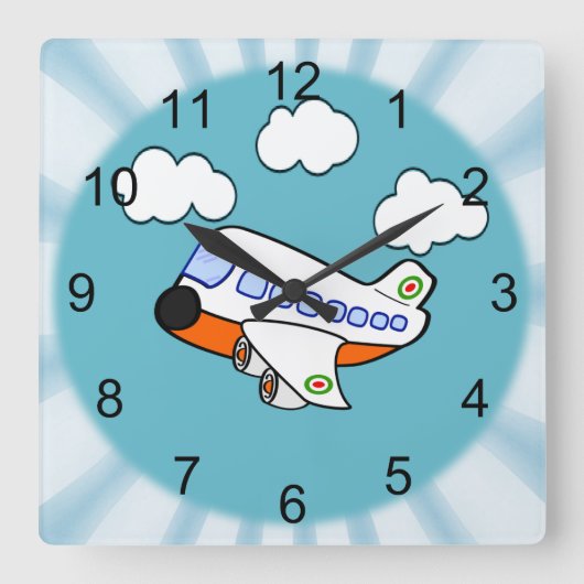Horloge Carrée Avion de dessin (Recto)