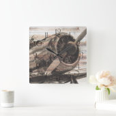 Horloge Carrée Avion vintage (Maison)