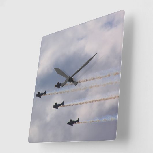 Horloge Carrée Avions de guerre (Angle)