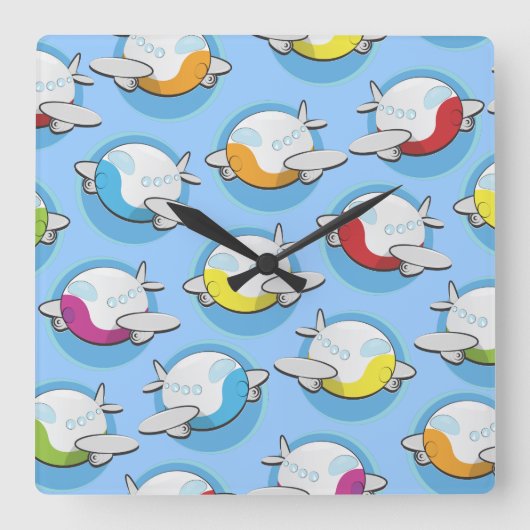 Horloge Carrée Avions Jouets (Recto)