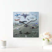 HORLOGE CARRÉE AVIONS SUR UN CIEL BLEU CAROLINA (Maison)
