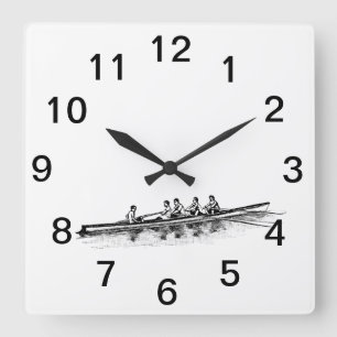 Horloge Carrée Aviron Rameurs Équipe d'Aviron Sports Aquatiques