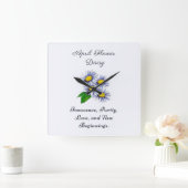 Horloge Carrée Avril Mois de naissance Fleur Daisy Fresque et Sim (Maison)