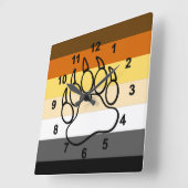 Horloge Carrée Awesome Gay Bear Fierté Drapeau Paw (Angle)