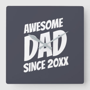 Horloge Carrée Awesome Papa depuis 20XX Simple et Cool