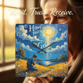 Horloge Carrée Ayez foi en Dieu