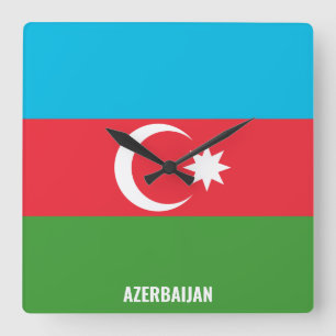 Horloge Carrée Azerbaïdjan Drapeau éblouissant patriotique