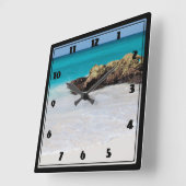 Horloge Carrée Azure Ocean Sandy Beach Photo (Angle)
