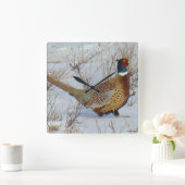 Horloge Carrée B22 Pheasant à cou circulaire en neige (Maison)