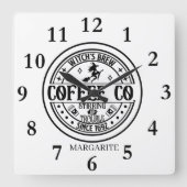 Horloge Carrée B&W Witch's Brew personnalisé (Recto)