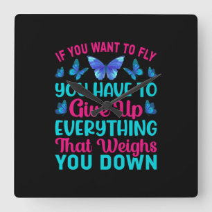 Horloge Carrée Babfly If You Want To Fly