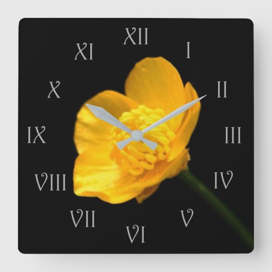 Horloge Carrée Babouin Flower Grey Roman Script Num (Recto)