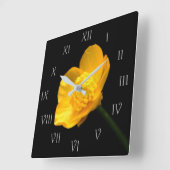 Horloge Carrée Babouin Flower Grey Roman Script Num (Angle)