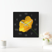 Horloge Carrée Babouin Flower Grey Roman Script Num (Maison)