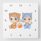 Horloge Carrée Baby Bear Cat Jumpsuit (Recto)