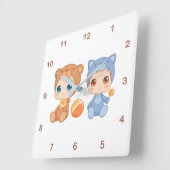 Horloge Carrée Baby Bear Cat Jumpsuit (Angle)