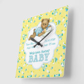 Horloge Carrée Baby Boy Teddy Bear (Angle)