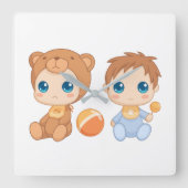 Horloge Carrée Baby Boy Twins Bear Jumpsuit (Recto)