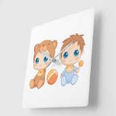 Horloge Carrée Baby Boy Twins Bear Jumpsuit (Angle)