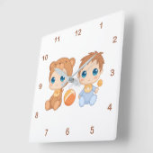 Horloge Carrée Baby Boy Twins Bear Jumpsuit 2 (Angle)