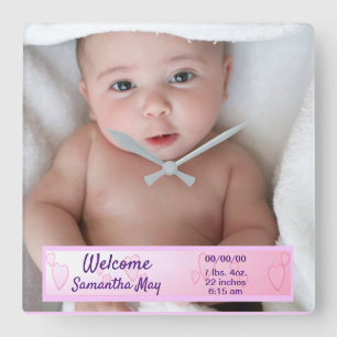 Horloge Carrée Baby Girl Customized