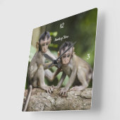 Horloge Carrée Baby Monkey Wall Clock (Angle)