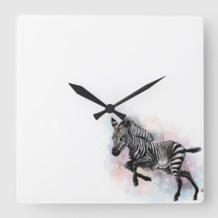 Horloge Carrée Baby Zebra Wall Clock