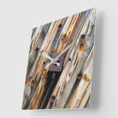 Horloge Carrée Bac en bois cool (Angle)