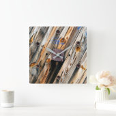 Horloge Carrée Bac en bois cool (Maison)