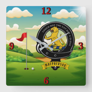 Horloge Carrée Badge de clan MacPherson/McPherson Golf personnali