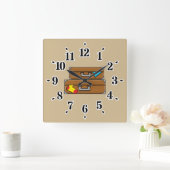 Horloge Carrée Bagages de dessin (Maison)
