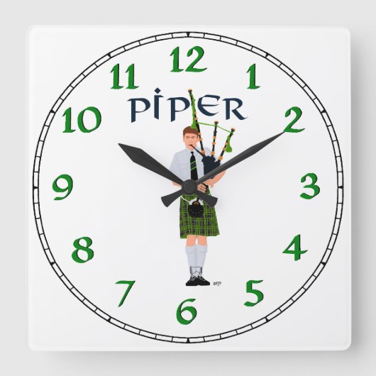 Horloge Carrée Bagpiper (Recto)