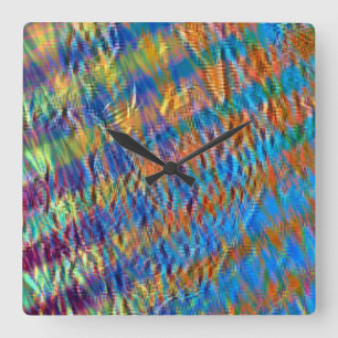 Horloge Carrée Bagues majestueuses orange à bleu croisées de faço