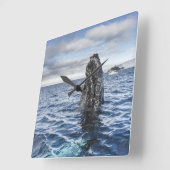 Horloge Carrée Baie d'espoir de Spyhops | de baleine de bosse, (Angle)