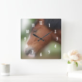Horloge Carrée Baie Shift Cheval Visage Animal (Maison)