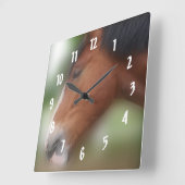 Horloge Carrée Baie Shift Cheval Visage Animal (Angle)
