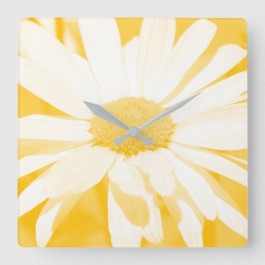 Horloge Carrée Baisson blanc jaune doux (Recto)